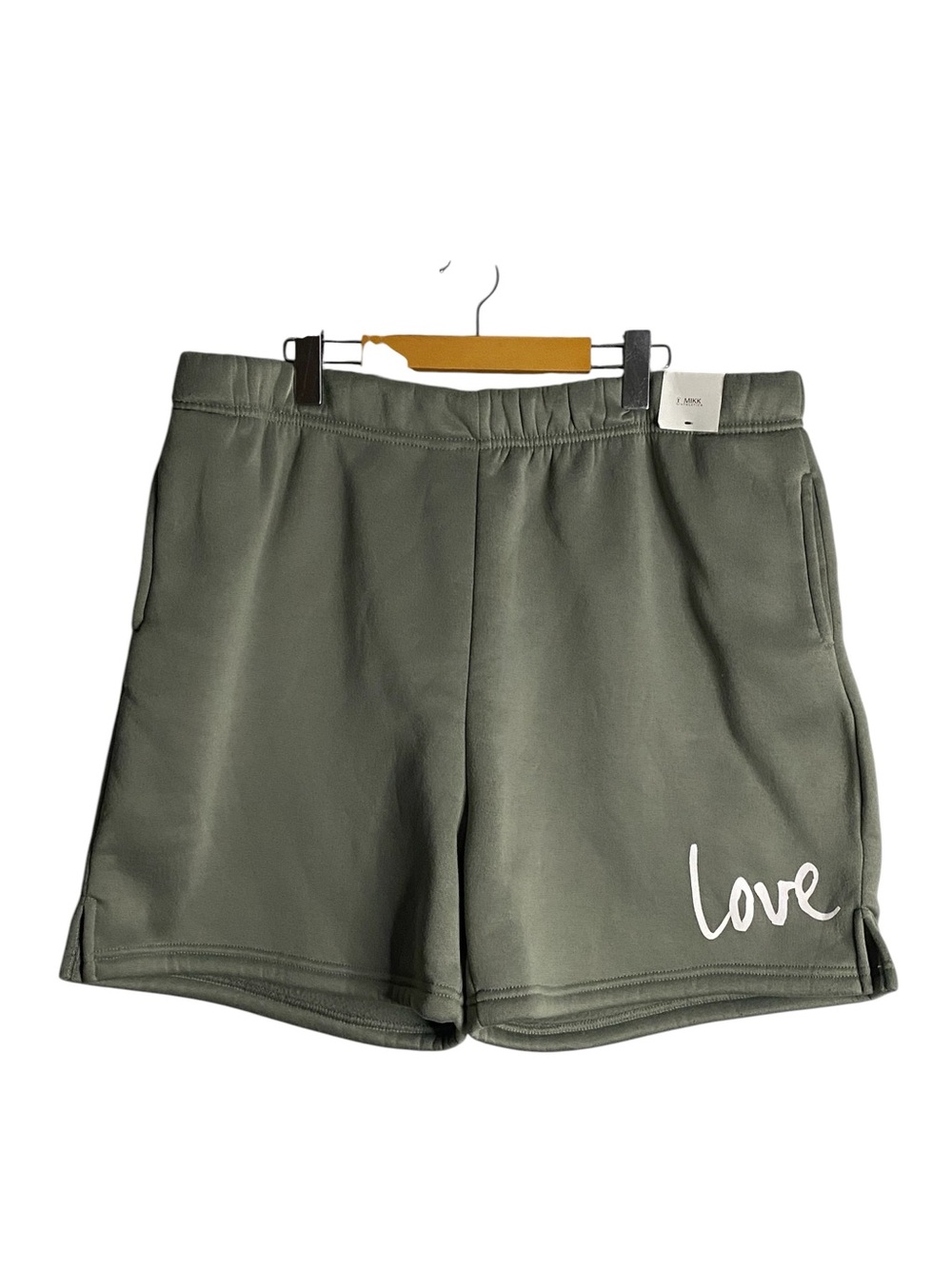 NWT Mikk Athletica Women's Olive Green 'Love' Cozy Boyfriend Sweat Shorts